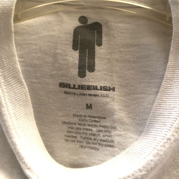 Billie Eilish White Orange Green Graffiti Long Sleeve T-Shirt M Unisex - Picture 4 of 4